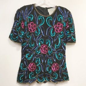 Papell Boutique Evening Women’s Sequin Top Sz‎ S